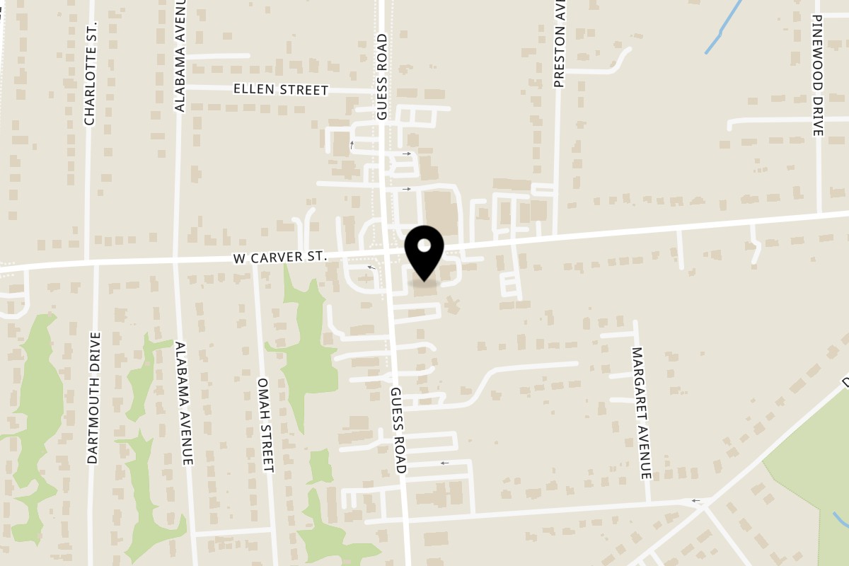 Map showing the location of Halal crave & rave on 3222 Guess Rd in Durham